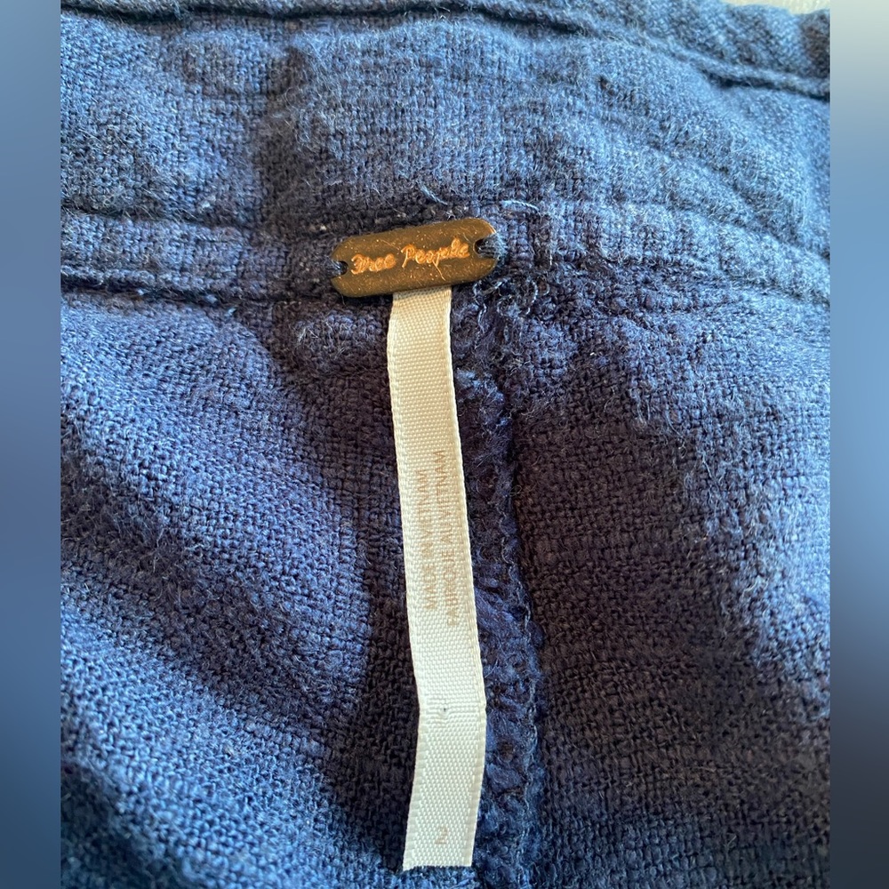 free people viscose linen pants size 2 navy blue - Picture 5 of 5